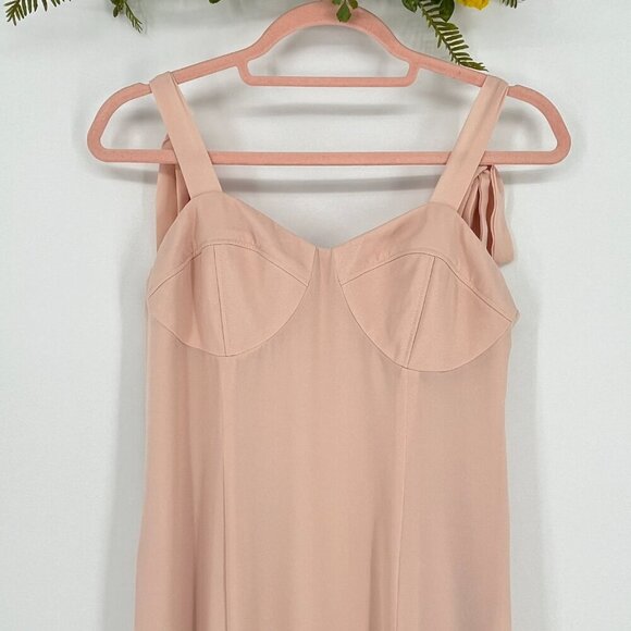 BHLDN Blush Womens Size 8 Anthropologie Antonia Georgette Babydoll Dress Tie Bow - Picture 4 of 10